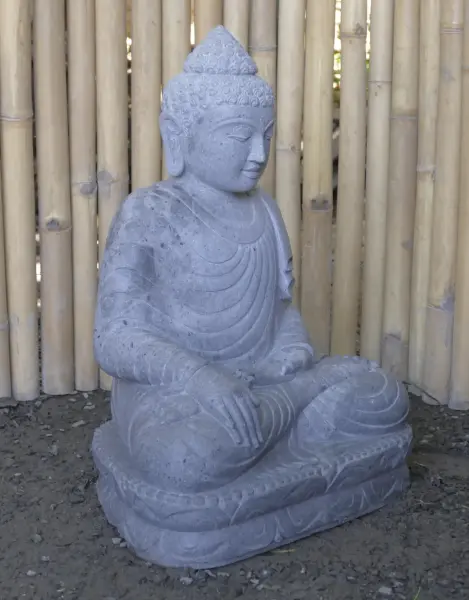 Artikelbild 2 des Artikels “Sitzender Buddha aus Flussstein in Bhumisparsha - Geste des Berührens der Erde. Höhe 61 cm. “